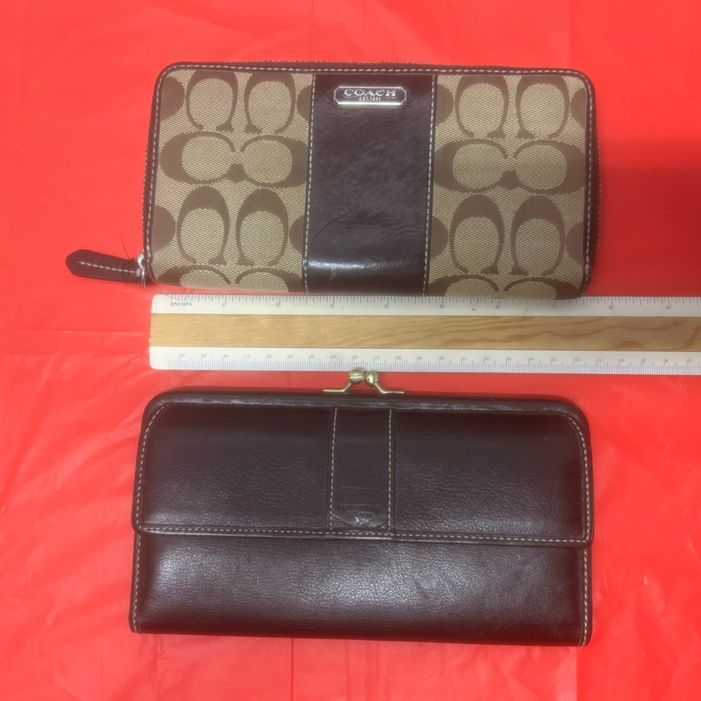 Coach Brown and Tan Wallet Set